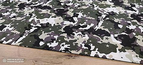 Textil - Bavlnená látka - Maskáč hviezdičkový zeleno šedý - šírka 220 cm - cena za 10 centimetrov - 12570421_