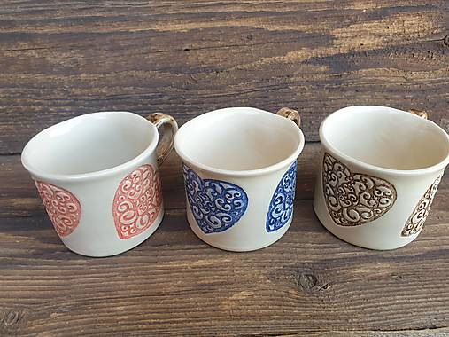 Nádoby - Šálka Srdiečko ornament 200 ml (Sada všetky tri farby) - 12576715_