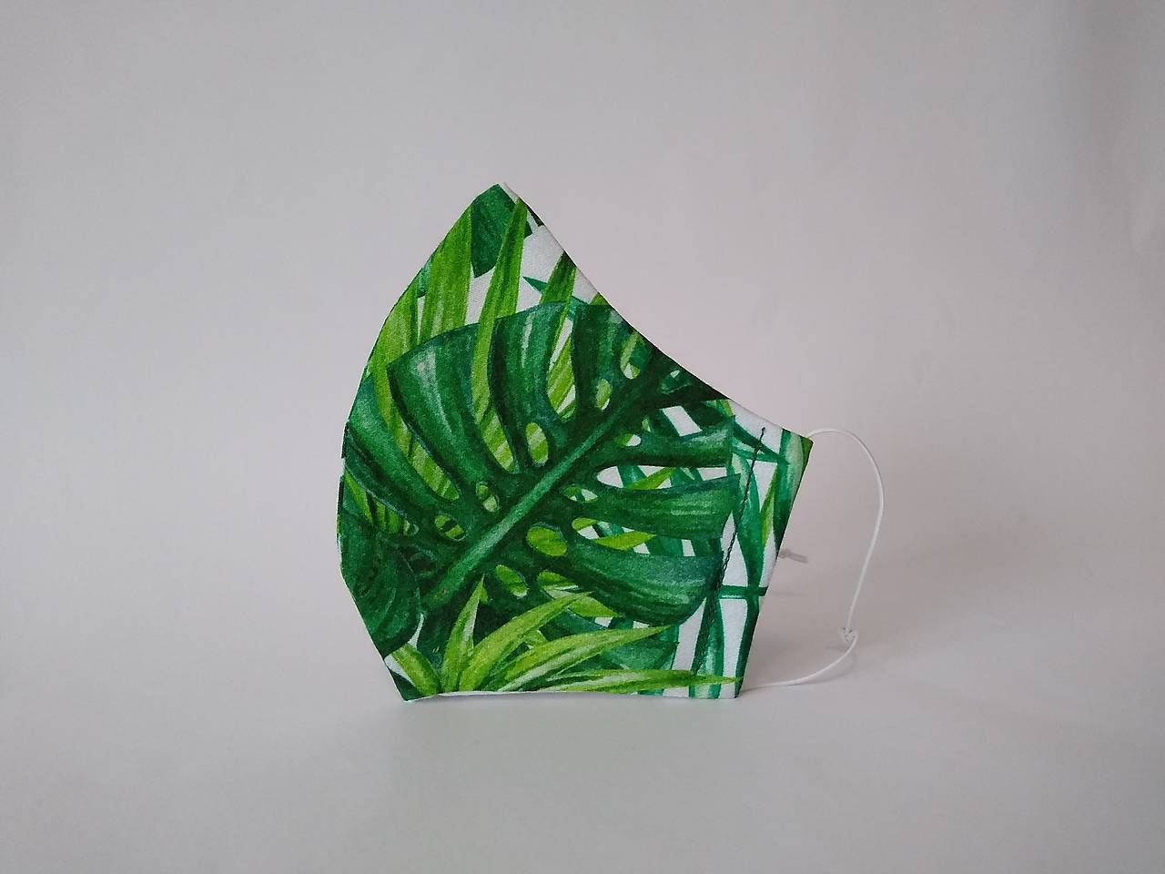 Dizajnové ľanové rúško tropické listy