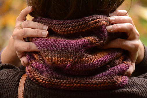  - Dámsky nákrčník CATHY, hnedo-fialový, 100% merino - 12579907_
