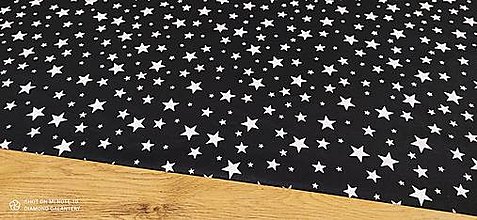 Textil - Bavlnená látka - Hviezdičky na čiernom - cena za 10 cm - 12583196_
