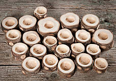 Svietidlá - Okatý drevený svietnik prírodný (v9 - bez očí - priemer 8cm, výška 3 cm) - 12584004_