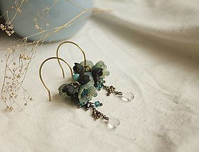 Náušnice - Mini Boho Tanečnice dlhé. Pávie (Mosadz)  - 12586902_