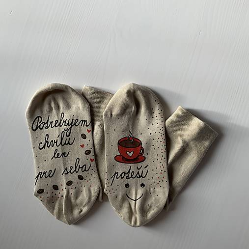 Maľované ponožky pre tých, čo milujú kávu (béžové)