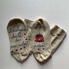 Ponožky, pančuchy, obuv - Maľované ponožky pre tých, čo milujú kávu (béžové) - 12585405_
