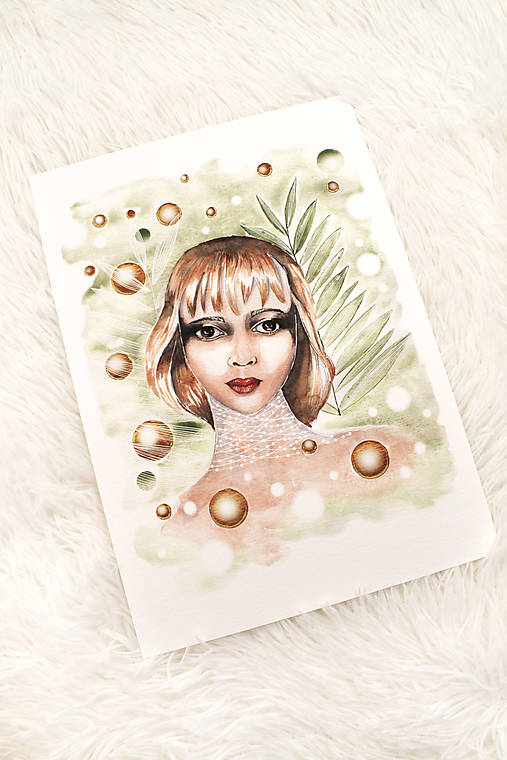 Obrazy - ART Print dievča v zelenom 2 - 12583233_