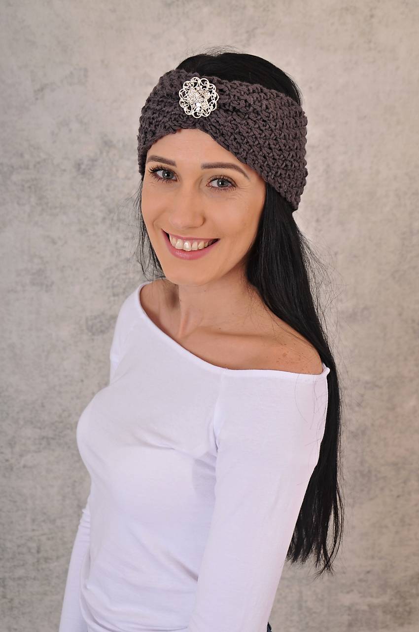 čelenka s brošňou Marína - merino