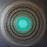 Obrazy - Mandala NEKONEČNÁ LÁSKA A ŠŤASTIE ❤️ (smaragd-gold) 80 x 80 (60 x 60 cm) - 12593033_