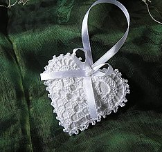 Dekorácie - Srdiečka  s voňou levandule (Biele srdiečko s bielou stuhou) - 12596936_