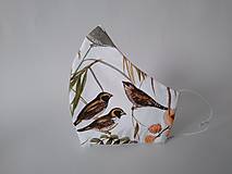 Rúška - Dizajnové rúško vtáky prémiové tvarované dvojvrstvové (Dámske antibakteriálne vnútro) - 12596805_