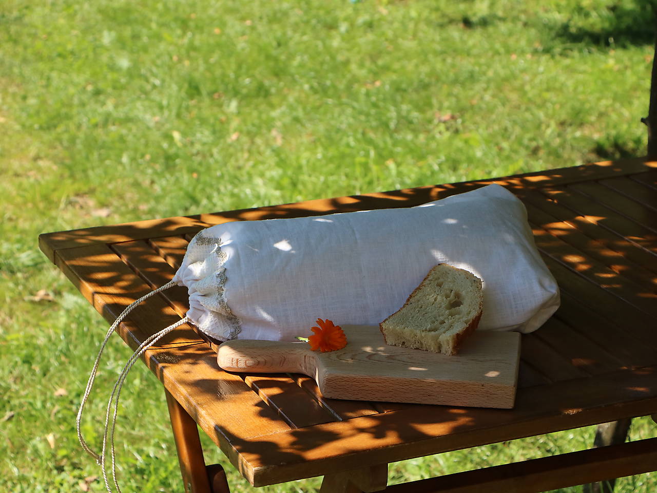 Ľanové vrecko na chlieb prírodné