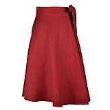 LENA - áčková ľanová zavinovacia sukňa "RôZNE FARBY" (61_cherry red)