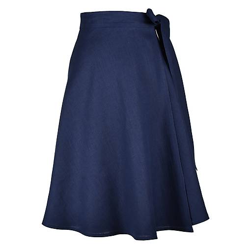 LENA - áčková ľanová zavinovacia sukňa "RôZNE FARBY" (90_night blue)