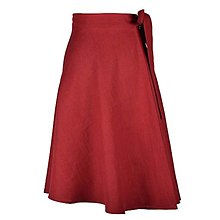 Sukne - LENA - áčková ľanová zavinovacia sukňa "RôZNE FARBY" (61_cherry red) - 12595558_