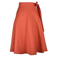 Sukne - LENA - áčková ľanová zavinovacia sukňa "RôZNE FARBY" (58_Brick Red) - 12595578_