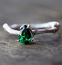 Prstene - Strieborný vetvičkový sa zirkónom farby smaragdu - 12595743_