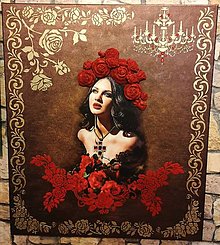 Obrazy - 3D obraz "Woman with velvet roses" - 12597550_