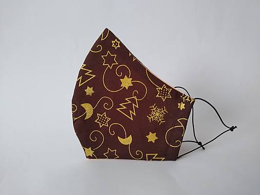 Dizajnové rúško čokoládové Vianoce tvarované dvojvrstvové