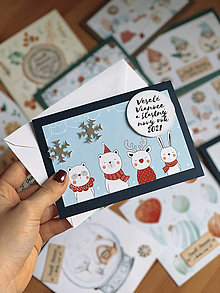 Papiernictvo - Vianočná pohľadnica Zvieratká - 12605720_