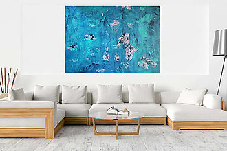 Obrazy - V zajatí oceánu - XXL modro-strieborný abstraktný obraz - 12601830_