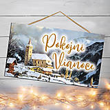 Tabuľky - Vianočná tabuľka Pokojné Vianoce (Zimná dedinka s kostolom) - 12601958_