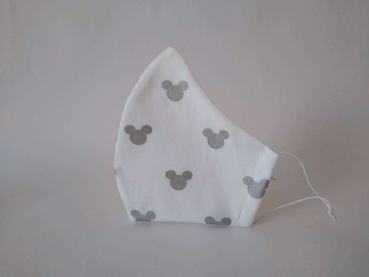 Dizajnové rúško trblietavé hlávky biele tvarované dvojvrstvové