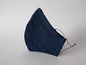 Rúška - Dizajnové rúško modré romantické s madeirou dvojvrstvové  tvarované - 12608761_