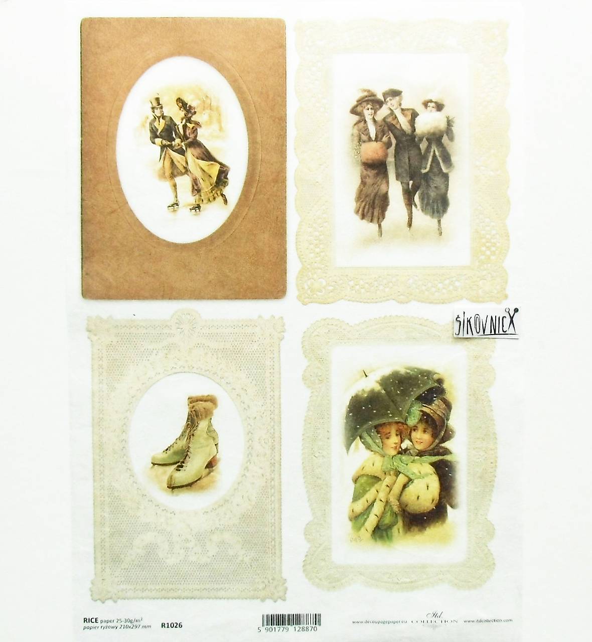 Ryžový papier na decoupage - A4 - R1026 - Vianoce, vintage