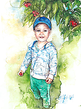 Obrazy - Akvarelový obraz na želanie - detský portrét - 12611233_