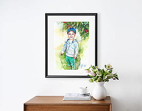 Obrazy - Akvarelový obraz na želanie - detský portrét (40x50 cm) - 12611236_