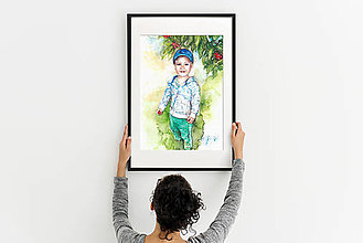 Obrazy - Akvarelový obraz na želanie - detský portrét (60x90 cm) - 12611240_