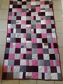 Úžitkový textil - Prešívaná riflová deka patchwork - 12608307_