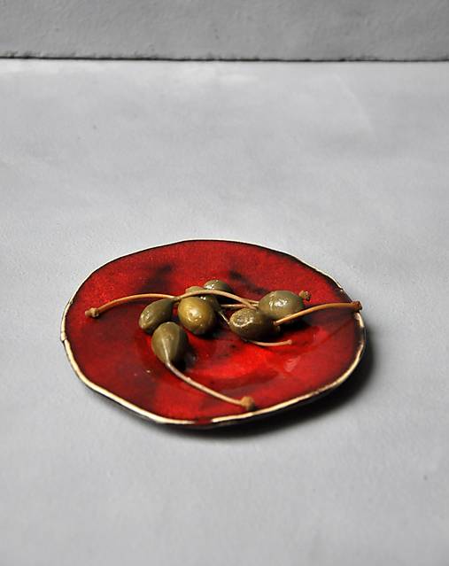  - podšálka, tanierik, svietnik  kruh červený (S 10,5-11 cm) - 12610791_