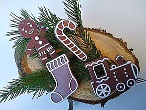 Dekorácie - Vianočné ozdoby na stromček (Hnedá - mix 2 (4 ks v balení)) - 12613202_
