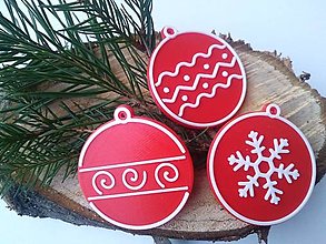 Dekorácie - Vianočné ozdoby na stromček (Červená - gule (3 ks v balení)) - 12613221_