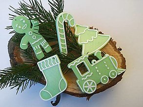 Dekorácie - Vianočné ozdoby na stromček (Zelená - mix 2 (5 ks v balení)) - 12613245_