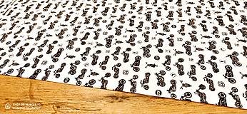 Textil - Bavlnená látka - Motorky - cena za 10 centimetrov (Biela) - 12614386_