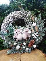 Dekorácie - veľký vianočný veniec so sovičkami  40 cm  vv19 - 12614687_