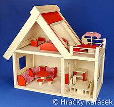 Hračky - Domček pre bábiky s nábytkom - 12619561_