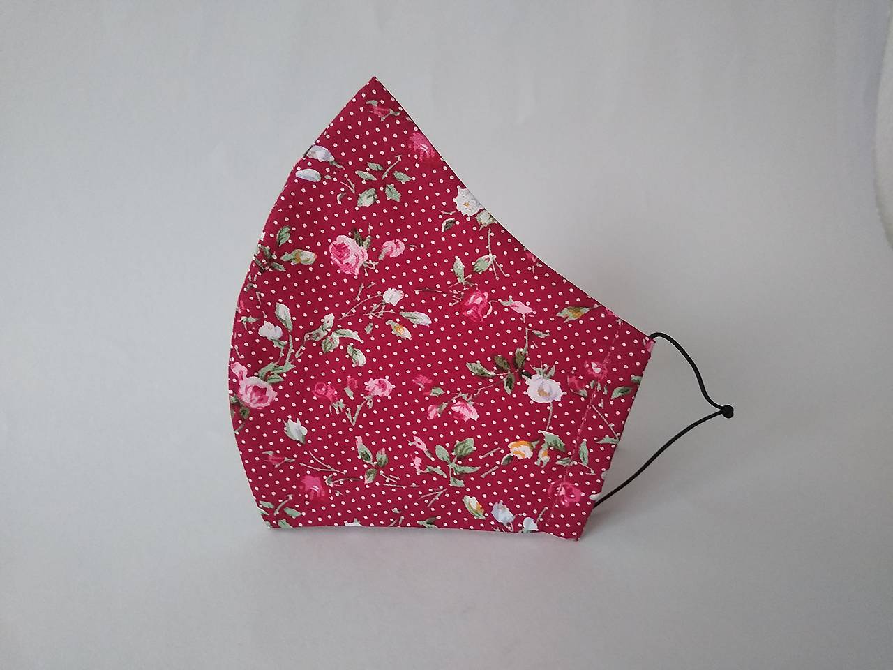 Dizajnové rúško ruže mini bordové tvarované dvojvrstvové