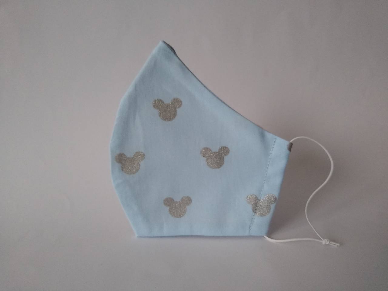 Dizajnové rúško trblietavé hlávky belasé tvarované dvojvrstvové