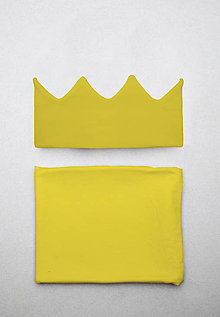 Čiapky, čelenky, klobúky - DIZAJNOVÁ ČELENKA-KORUNKA & NÁKRČNÍK jednofarebné (Žltá) - 12625437_