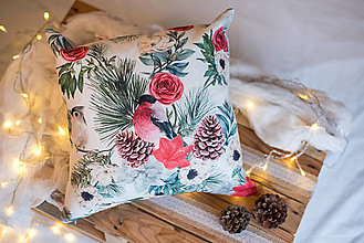 Úžitkový textil - Vianočný dekoračný vankúšik Vtáčiky - 12622965_