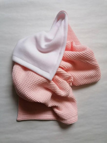 Detský textil - Detská obojstranná deka wafflovo-fleesová, ružovo-biela - 12625347_