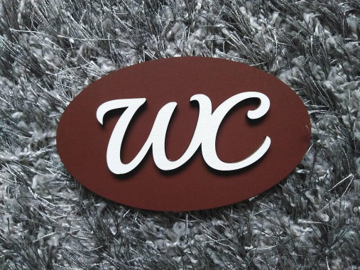 Tabuľky - WC tabuľka z dreva - 12624109_