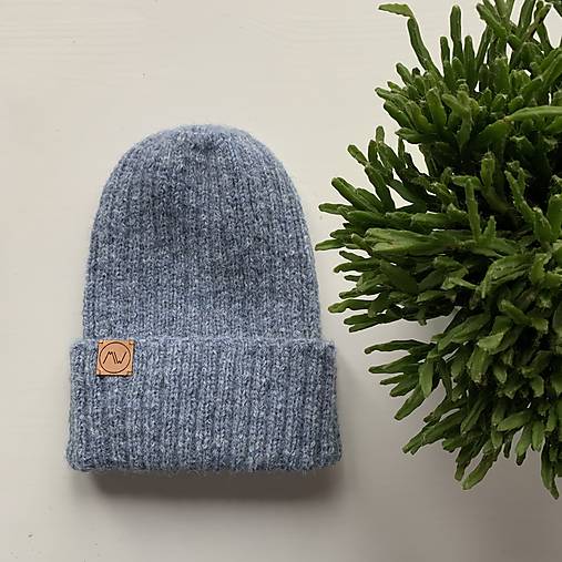 Čiapky, čelenky, klobúky - Čiapka s pružným vzorom (bledšia modrá jeans) - 12623649_