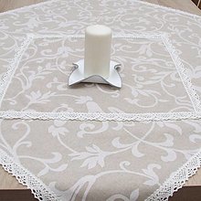 Úžitkový textil - LADA - biele ornamenty na režnej - obrus štvorec - 12625234_