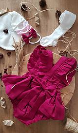 Detské oblečenie - Ľanové šaty s volánmi a mašľou (olivová) - 12620354_