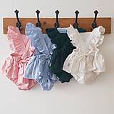 Detské oblečenie - Ľanové šaty s volánmi a mašľou (olivová) - 12620356_