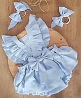 Detské oblečenie - Ľanové šaty s volánmi a mašľou (olivová) - 12620357_